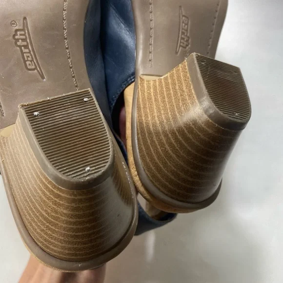 Earth Kristy Admiral Blue Leather Heel Zipper Velcro Sandals 7.5 B - Picture 12 of 16
